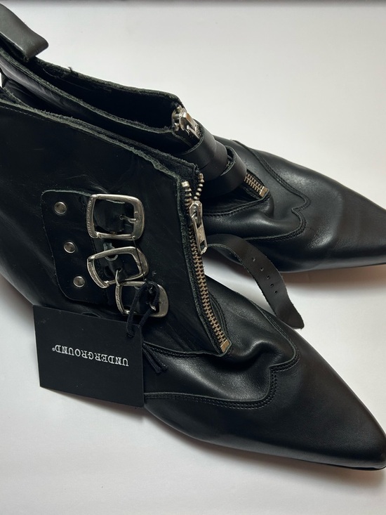 Underground Other - Underground Black Leather Pointed Buckle Ankle Boots